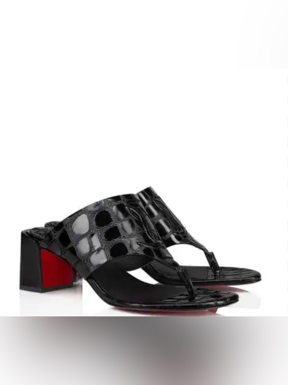NEW! Christian Louboutin CL Tongamule Croc-Emossed Sandals